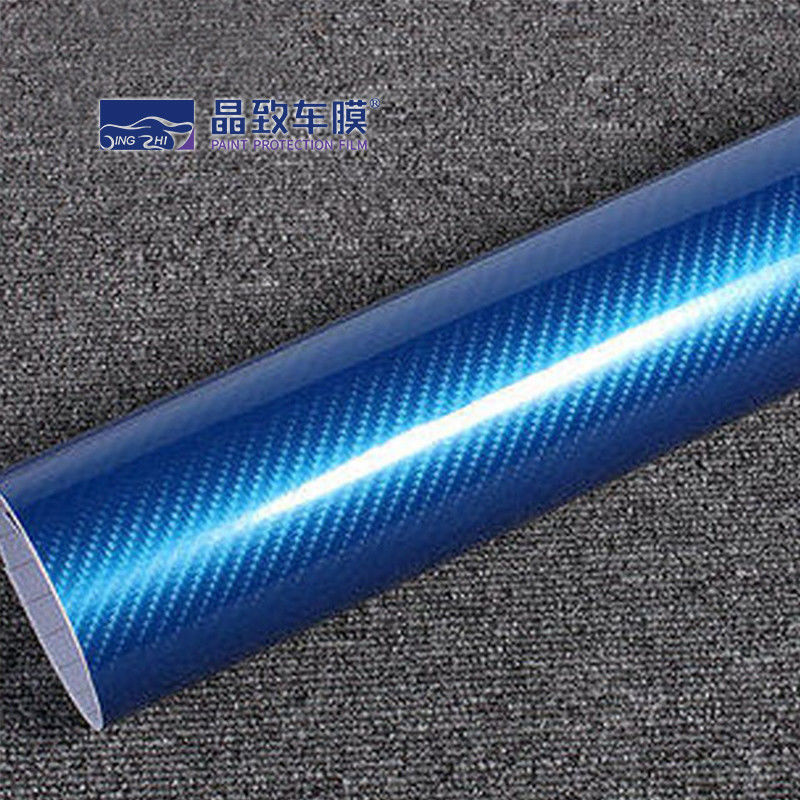 color azul marino de la fibra de carbono de la película 3D del vinilo del ANIMAL DOMÉSTICO del 1.52x30M estirable