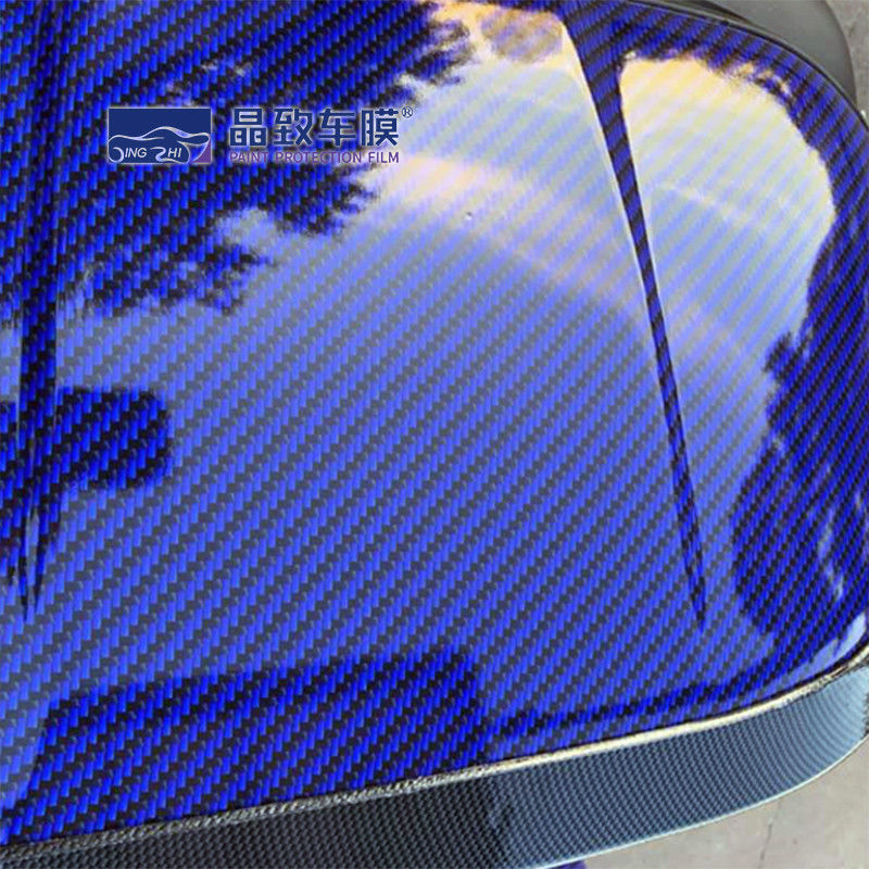color azul marino de la fibra de carbono de la película 3D del vinilo del ANIMAL DOMÉSTICO del 1.52x30M estirable