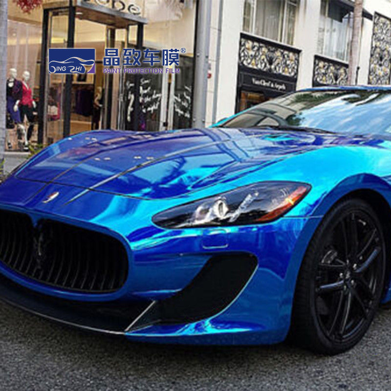La mejor calidad, 3 capas, envoltura de vinilo metálico azul brillante para coche, sin burbujas para envolver el coche, 1,52 m x 18m