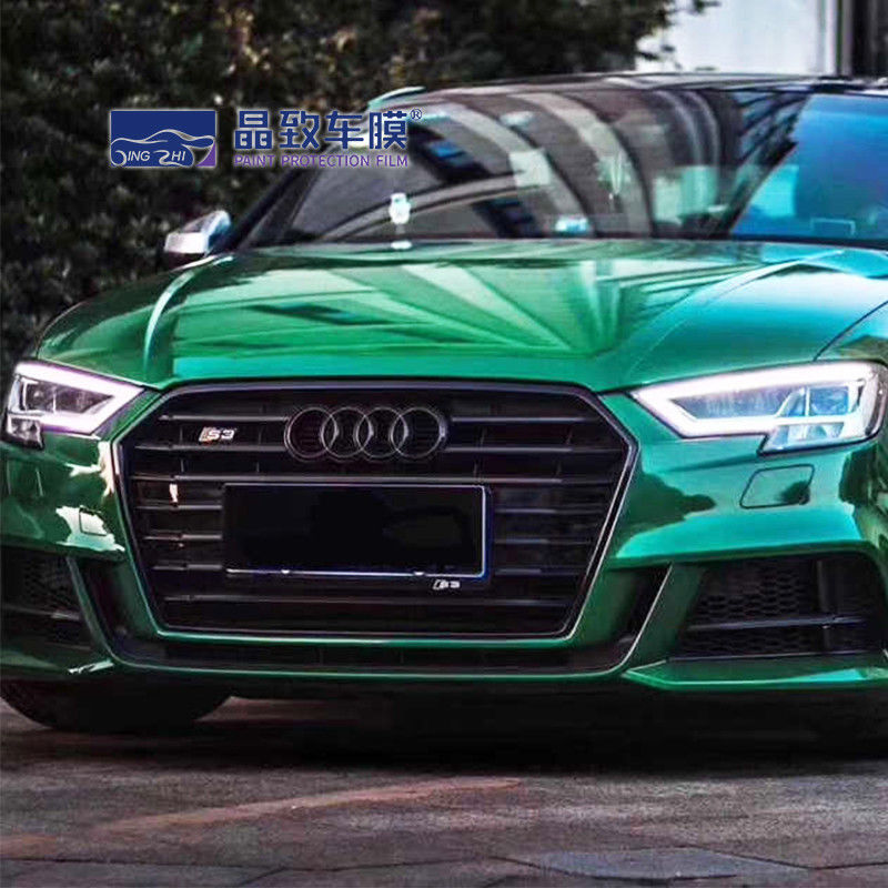 Envoltura de vinilo para coche verde con poste brillante de cristal, decoración autoadhesiva de aire, rollo de película, pegatinas para coche